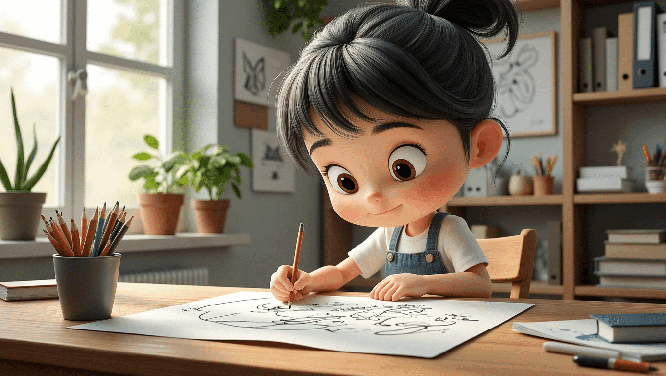 niña haciendo caligrafia