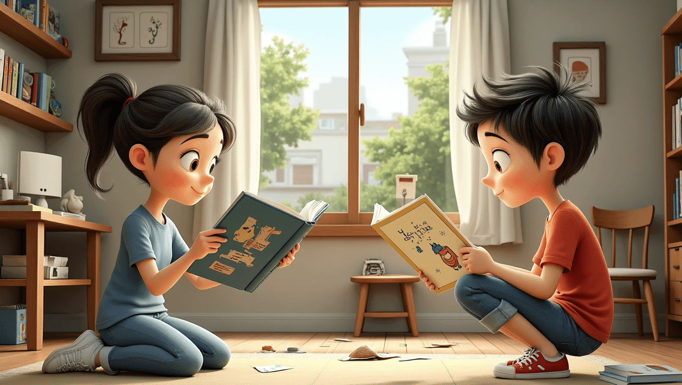 2 niños aprendiendo a leer