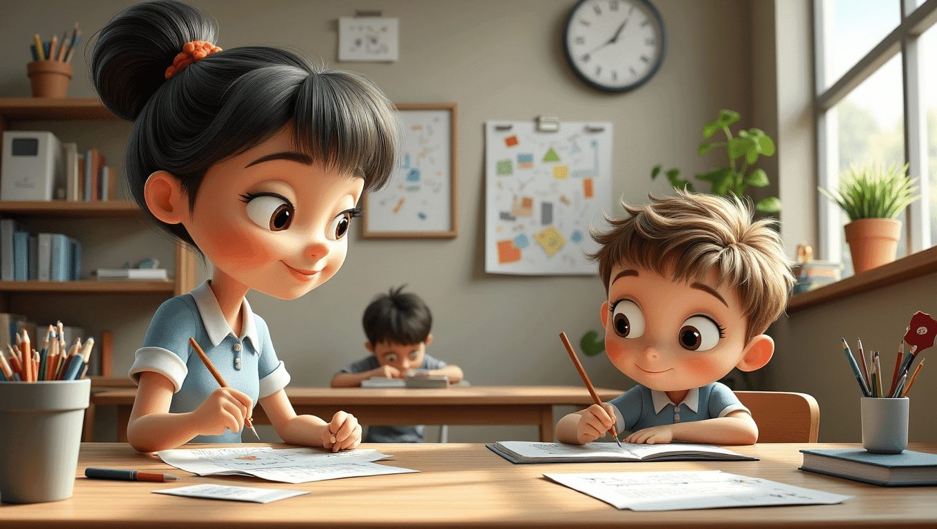 Maestra enseñando en primaria basica